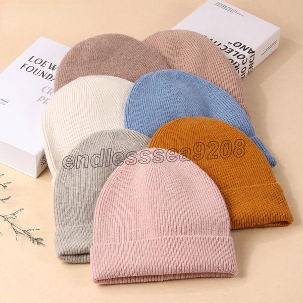 

solid color cashmere knitted beanies hat women winter hat casual korean woman warm skullies hat wholesales, Blue;gray