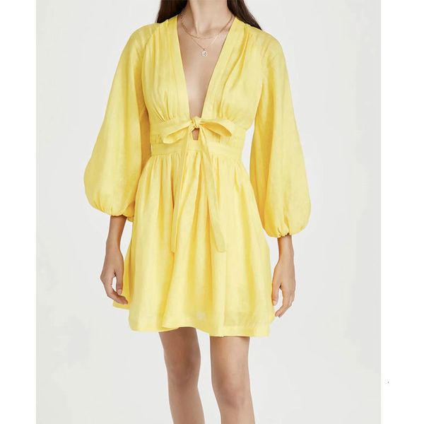 

casual dresses women's dress in v-neck, sensual, yellow, long sleeve and high waist, with lace, 0skp, Black;gray