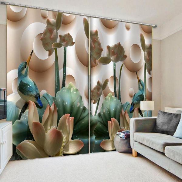 

curtain & drapes beautiful po fashion customized 3d curtains blue louts thick shading soundproof windproof