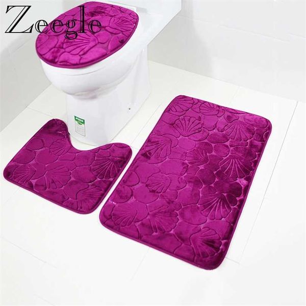 Zeegle Bagno Tappetino da bagno Set Tappeti WC Flanella Antiscivolo Tappeti doccia Tappeti casa Coperchio Camera Tappeto Tappetini 211026