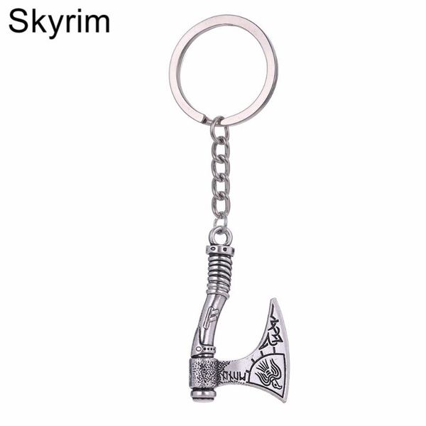 

keychains skyrim perun's axe charm wrap anchor multilayer men key chain symbol of norse men's keychain for gift, Silver