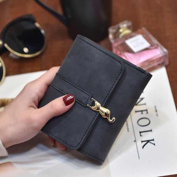 

wallets 2021 korean version of women's short wallet student cute coin purse multifunctional hand, Red;black