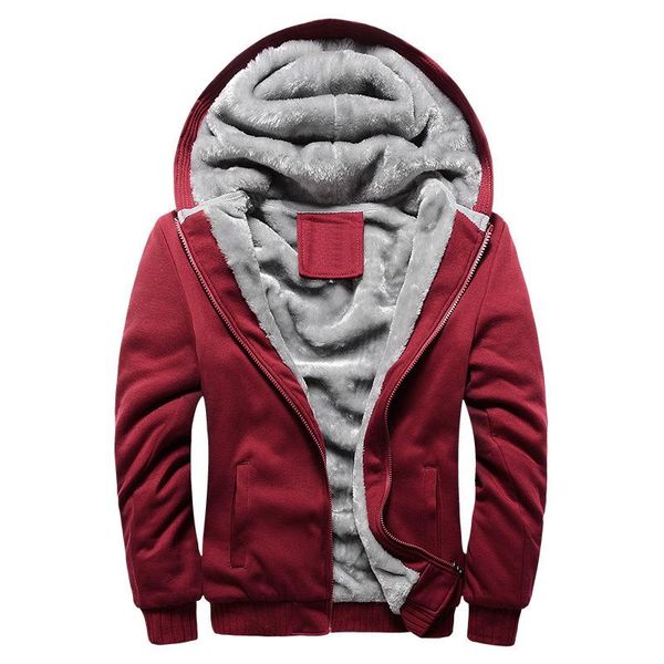 

running jackets 2021autumn winter men's sweater zipper cardigan hooded plus velvet size warm jacket clothing streetwear, Black;red