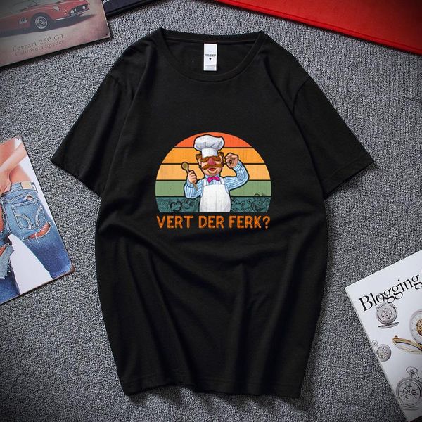 

men's t-shirts oversized t-shirt swedish chef vert der ferk sunset summer fashion retro cotton print harajuku, White;black