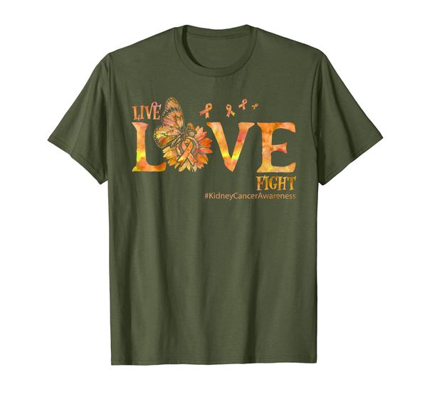 

live love fight with ribbon kidney cancer shirt, White;black