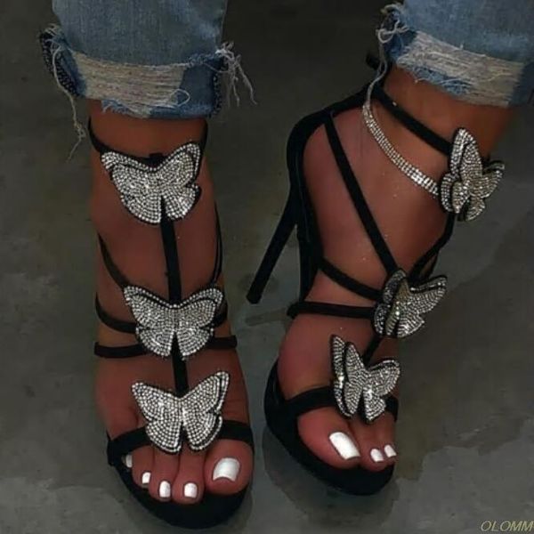 

spring/summer 2021 women sandals rhinestone bow hollow rome feast fashion ms outdoor bright slippers ladies, Black