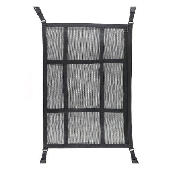 

storage bags car ceiling net pocket zipper adjustable drawstring cargo bag organizer interior accessories