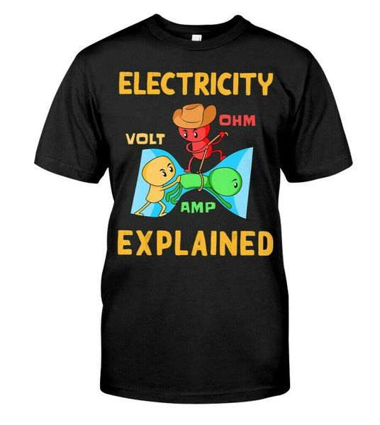

electricity explained electrician ohm volt t-shirt, White;black