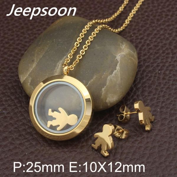

earrings & necklace fashion stainless steel boy and girl jewelry two colors pendant earring sets for women sbjjabce, Silver