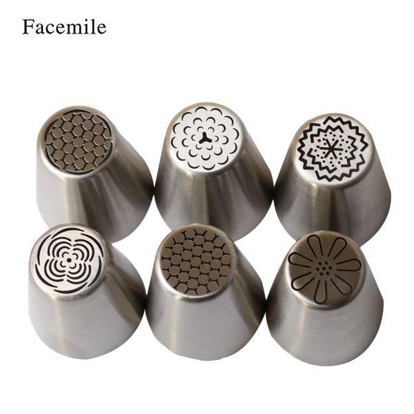 

baking & pastry tools facemile 6pcs tulip flower russian piping tips cake nozzle decorating tool diy biscuit nozzles