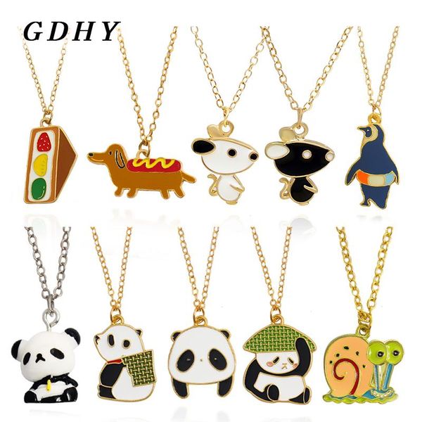 

pendant necklaces gdhy animal necklace cute panda dog snail mouse penguin for women choker party collares jewelry bijoux, Silver