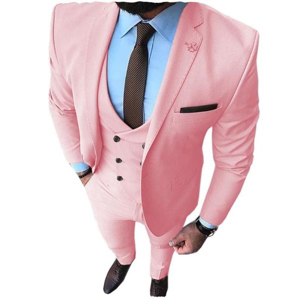 

men's suits & blazers pink prom tuxedos fashion double breasted suit slim fit 3 piece notch lapel wedding groomsmen (blazer+vest+pants), White;black