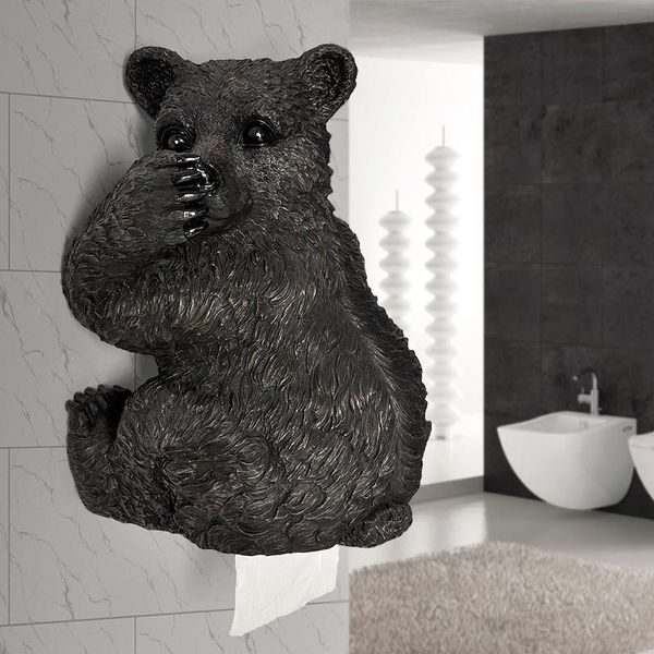 

wall stickers modern resin bear paper holder crafts toilet decoration bathroom waterproof hanging ornaments art