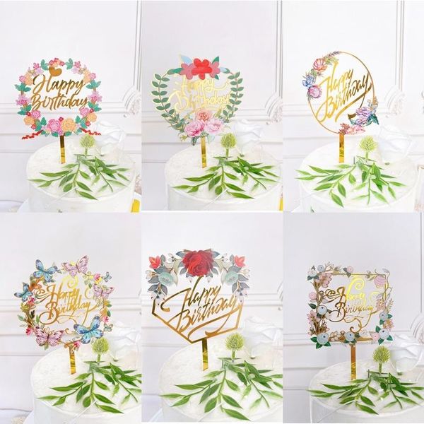 

other festive & party supplies ins color printing happy birthday cake er beautiful flowers small fresh for decorations