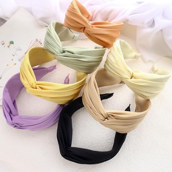 

spring summer satin colorful cross knot hairband headband hair accessories1