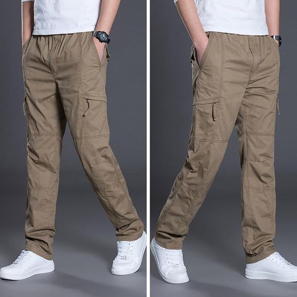 

men's large size trousers casual pants fat thin section straight overalls, Black