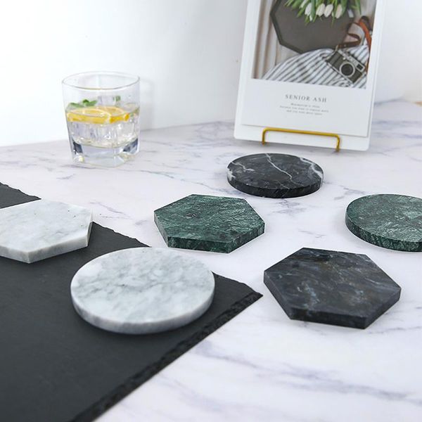 

creative luxury marble ceramic drink cup coffee pad tea mat dining table placemat decoration 1pcs mats & pads