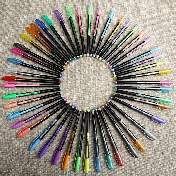 

color student stationery set diy gel pen, 48 glitter highlighter children graffiti pen pens