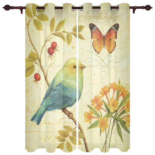 

nice translucent curtains with bird flower watercolor pattern for living room kitchen bedroom decoration windows curtain & drapes