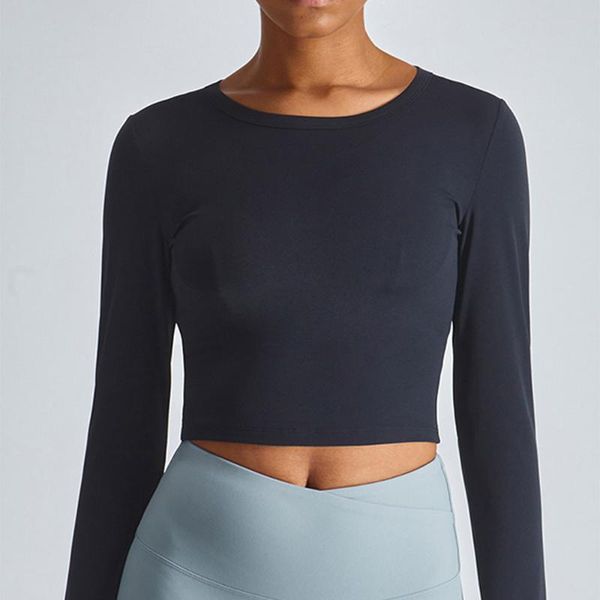 

yoga outfit 2021 long sleeve crop fitness sports gym shirt women's short sweatshirt