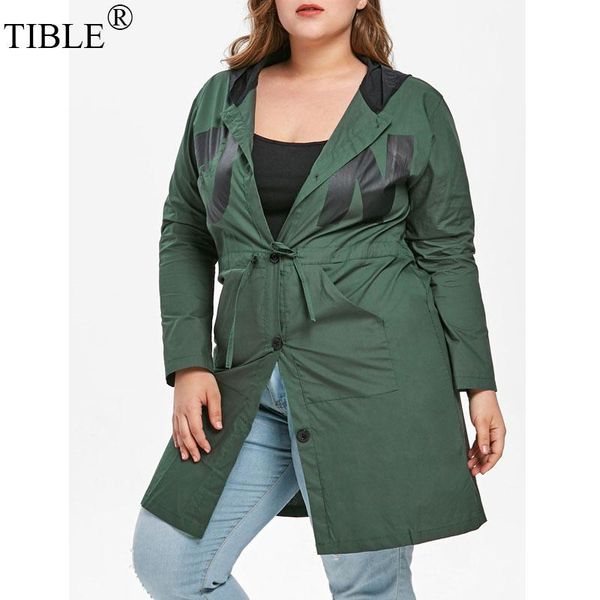 

women's trench coats tible plus size 5xl printed drawstring waist coat overcoat long 2021 fall fashion women 4xl brand woman clothes, Tan;black