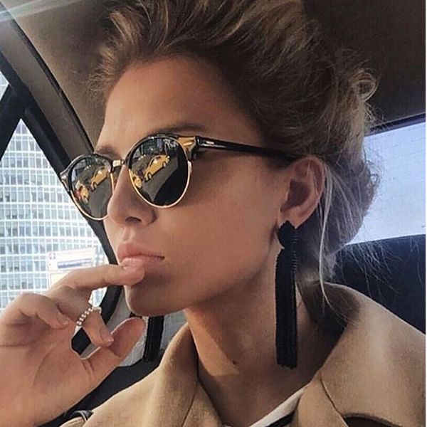 

sunglasses lonsy semi rimless women men uv400 classic brand designer eye sun glasses retro oculos de sol gafas, White;black
