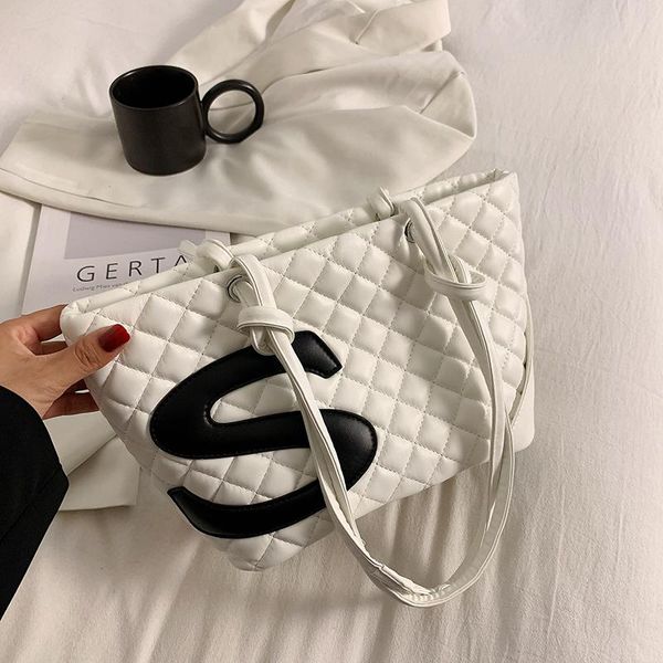 

evening bags quilted big shoulder for women rhombus lattice tote bag lozenge leather handbags ladies handle all match nolso se mano