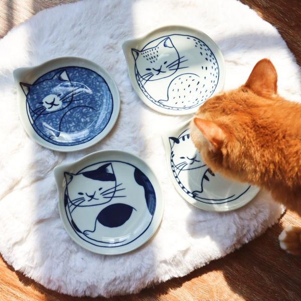 

ceramics cats special plates for feeding cat tray japanese cartoon cute ceramic plate shallow dish bowls & feeders