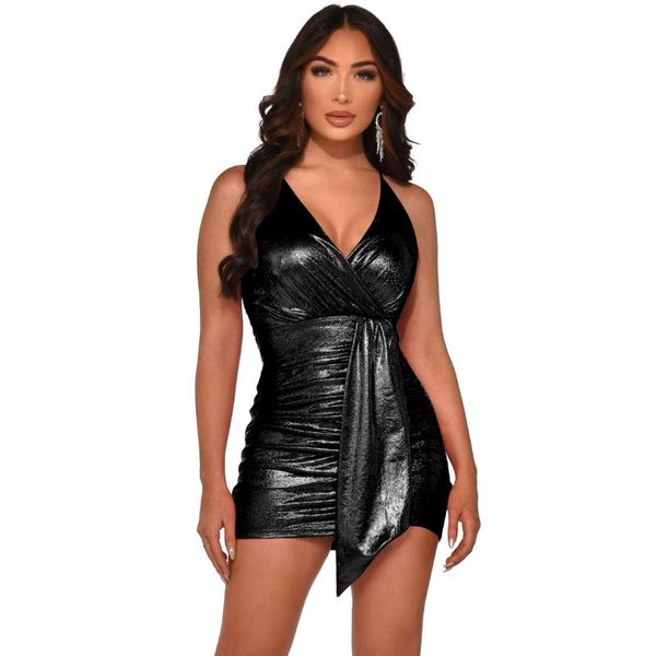 

casual dresses black strapless dress women backless sleeveless v neck mini elegant ruched party night club clothing 2021, Black;gray