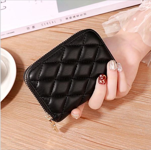 

card holders women business holder zipper mini wallet case pu leather coin bag, Brown;gray