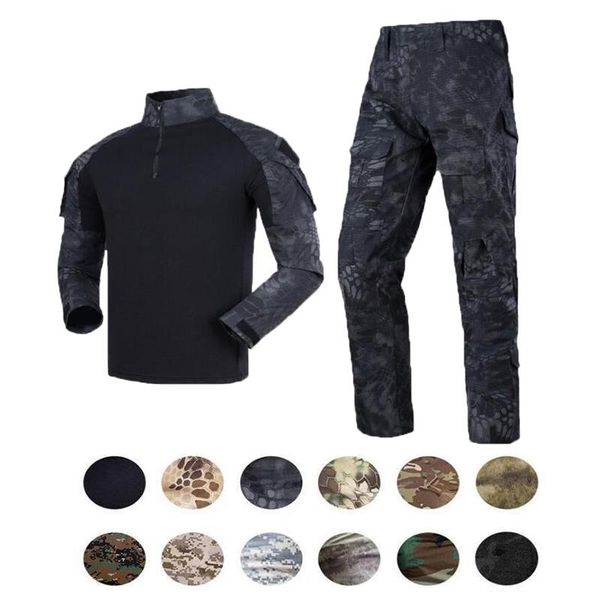 

outdoor tactical bdu men's shirt pants military gen3 combat uniform kryptek black camouflage army hunting clothes gear sets, Camo