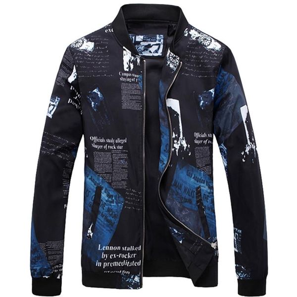 

men's jackets casual men spring autumn jacket slim fit brand clothing outerwear flower printed stand collar coat, Black;brown