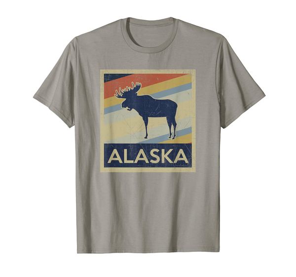 

Alaska Moose Retro State Love T Shirt, Mainly pictures