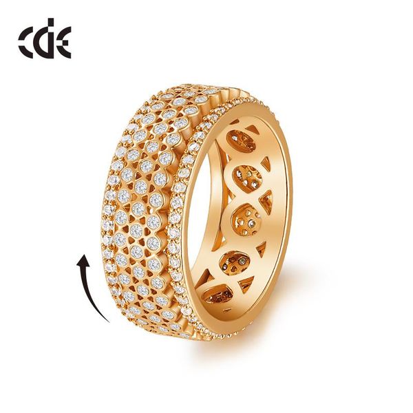 

cluster rings cde women gold ring jewellery embellished with crystals wedding zircon turn the engagement gift jewelry, Golden;silver