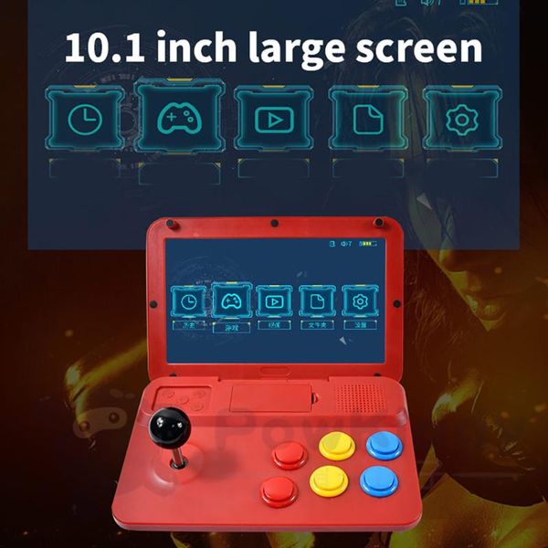 

portable game players powkiddy a13 10 inch joystick retro arcade quad-core cpu simulator video console folding flip rk3128 chip