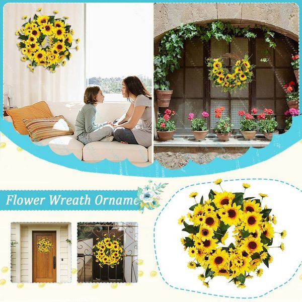 

decorative flowers & wreaths simulation leaf sunflower wreath artificial garland hanging pendants for wedding halloween christmas decoration