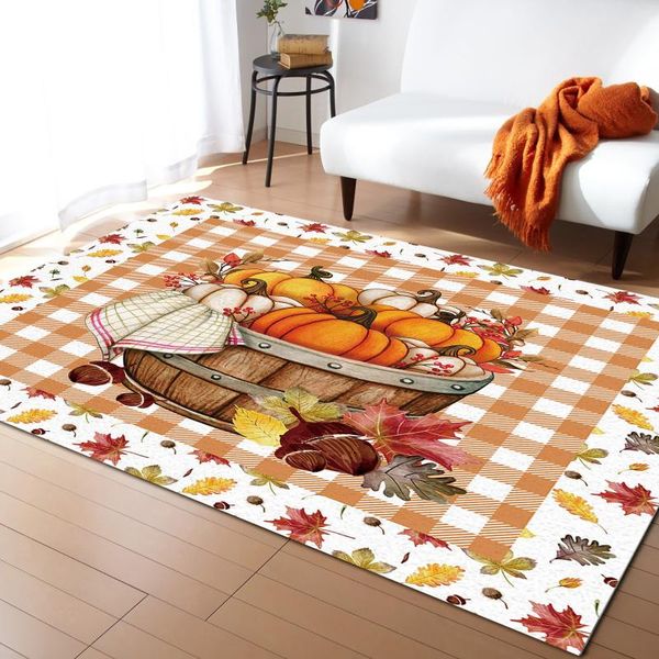 

carpets thanksgiving day fallen leaves pumpkin pine nuts carpet for living room bedroom bedside rugs soft christmas decor mat