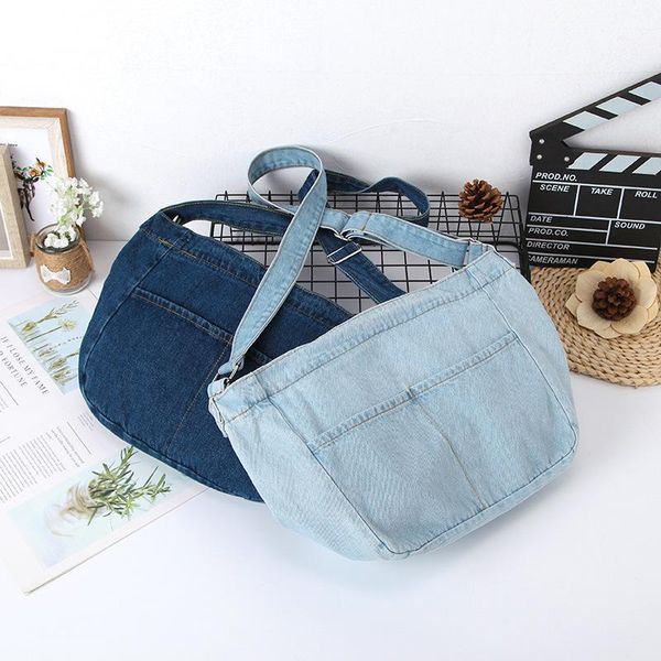

evening bags fashion casual everyday all-match women's handbags solid color shoulder bag large-capacity denim style female simple stude