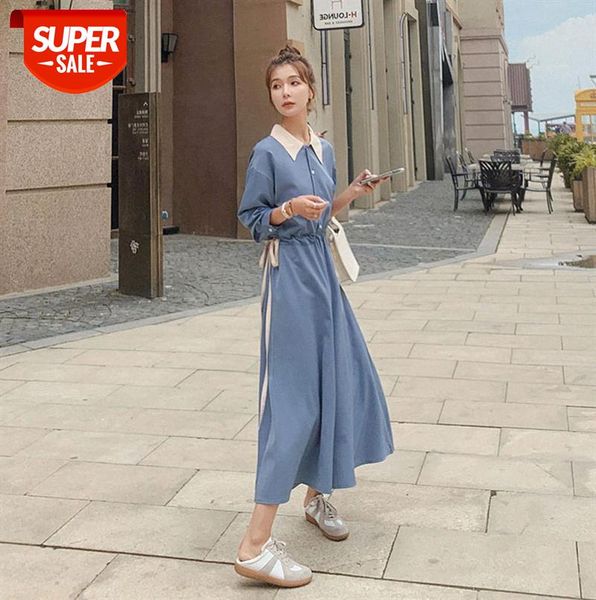

french contrast color long-sleeved shirt dress for women #sk35, Black;gray