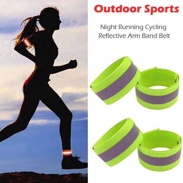 

wrist support reflective armband belt strap for outdoor sports night running cycling 4pcs arm safety wristband, Black;red