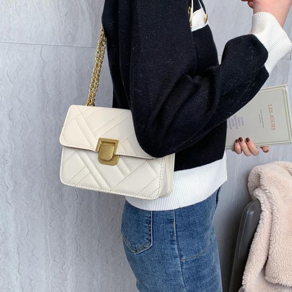 

fashion plaid women shoulder bag chain flap crossbody bags designer pu leather female handbags bolsa