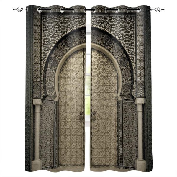 

moroccan vintage door window curtain living room kitchen panel blackout curtains for bedroom & drapes