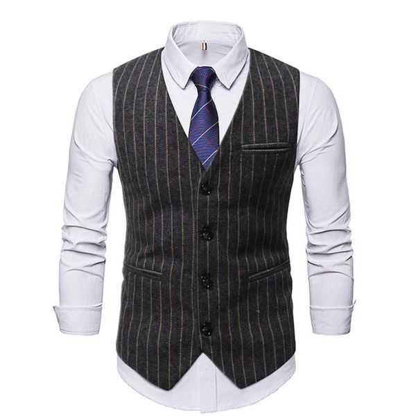 

men's vests striped pinstripe button up vest business casual blazer waistcoat sleeveless blazers plus size men, Black;white