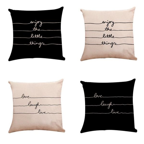 

pillowcase black letter series cushion cover linen cotton home decorative pillows for sofa car cojines cushion/decorative pillow