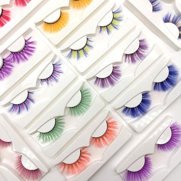 

false eyelashes colored lashes natural long dramatic mix color fluffy soft vendor party for cosplay halloween