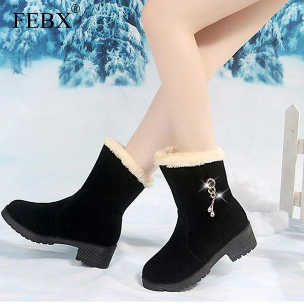 

boots warm winter short plush snow ladies slip on ankle female soft non casual boot comfortable outdoor m5-07, Black