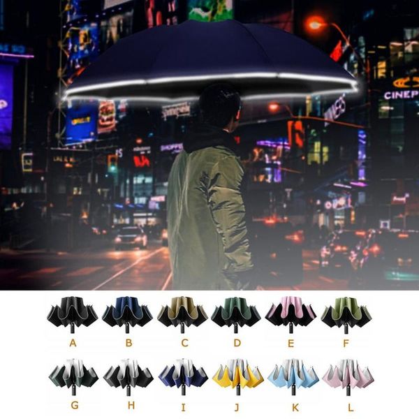 

umbrellas 10 bone automatic reverse umbrella folding business with reflective strips @40