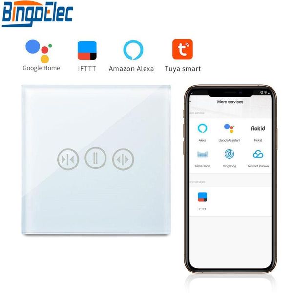 

smart home control bingoelec wifi curtain touch switch tempered crystal glass panel roller shutter wireless by tuya app