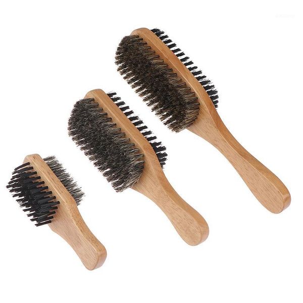 

men boar bristle hair brush natural wooden wave for male styling beard hairbrush short long thick curly wavy brushes1, Silver