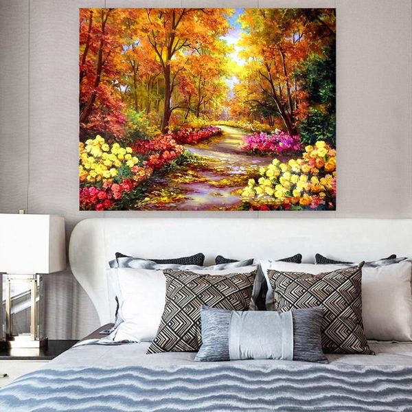 

paintings diy oil painting paint by numbers"forest trail" acrylic drawing on canvas wall art hand painted home decor